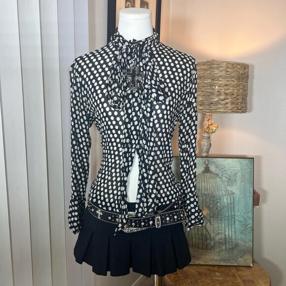 Zara Ruffle Polka Dot Shirt - Picture 1 of 4